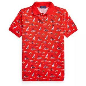 Polo Ralph Lauren Red Nautical Polo Shirt Boys Size 5 (No 🏷️ Boats,Palms,Islands